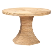 bali & pari Benito Natural Rattan Dining Table - Handcrafted Wicker Table with Hourglass Pedestal Base for Kitchen, Dining Room, or Breakfast Nook